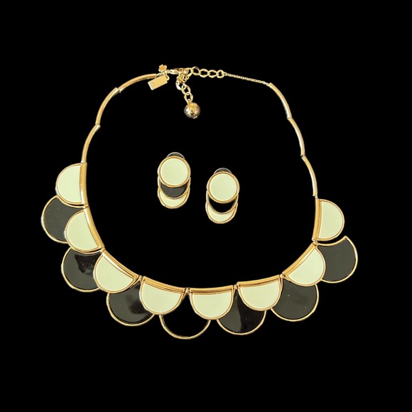 kate spade Jewelry - Kate Spade black and white statement necklace and earrings set